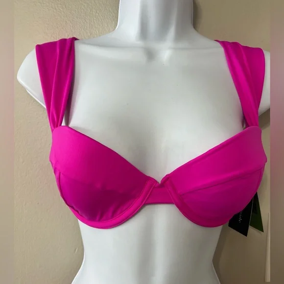 Kate Spade Bikini Set Size Medium NWT Hot Pink Underwire Top 2 Piece Swimsuit - Picture 3 of 10